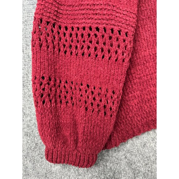 Knox Rose Burgundy Chenille Knit Sweater XL Medium Boho Balloon Sleeve Soft - Picture 6 of 7